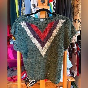 Vintage Lambs Wool Leather Knit Vest